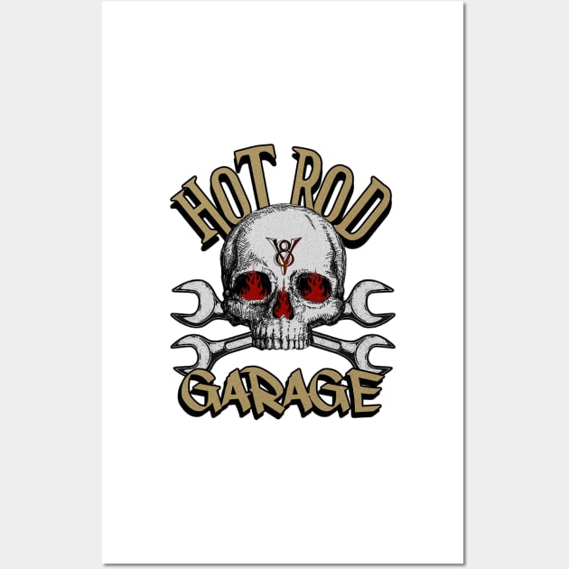 Hot Rod Garage - V8 - Skull Wall Art by Wilcox PhotoArt